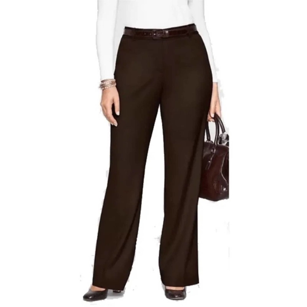 Talbots Heritage Pants Womens Pleated Stretch High Rise Professional Brown 12